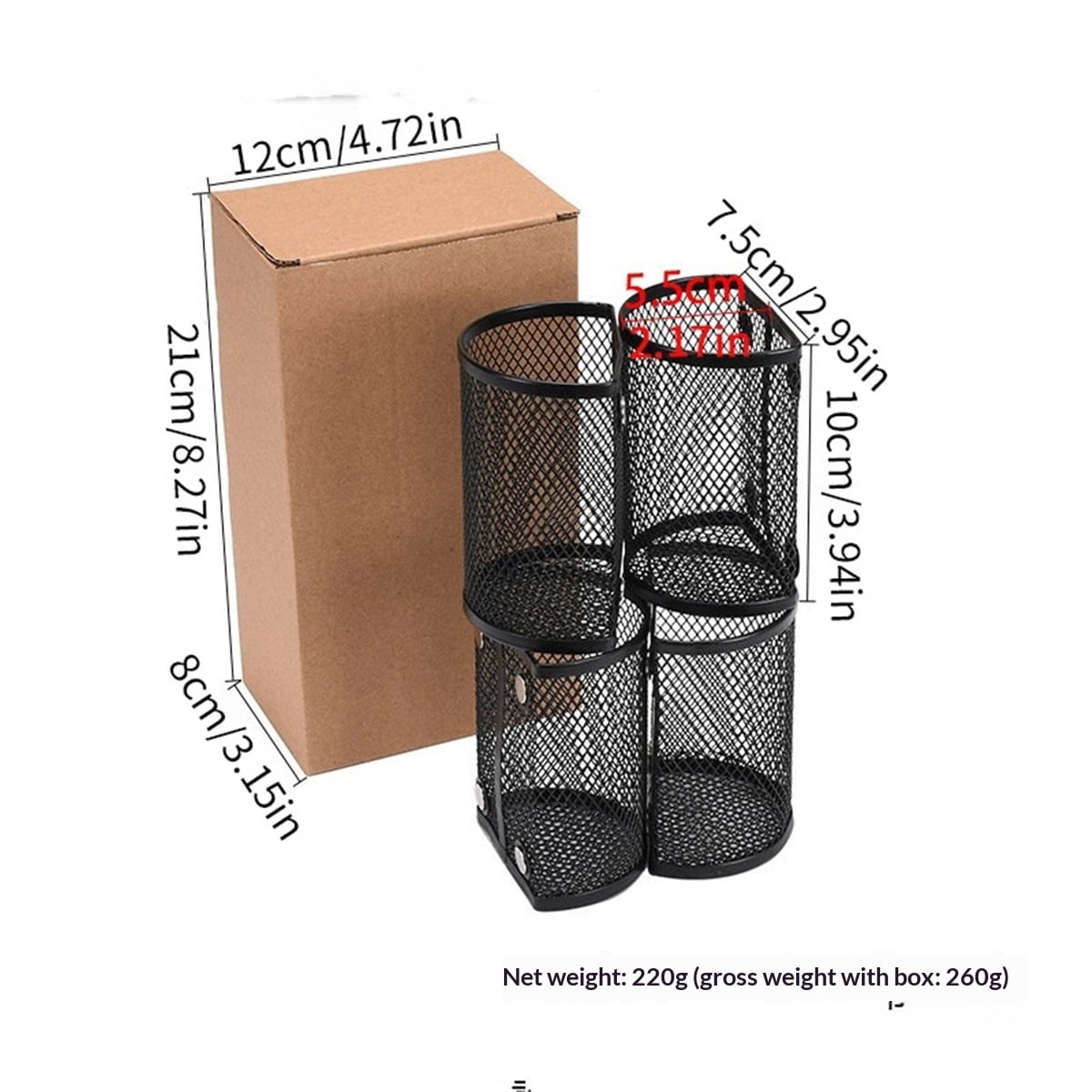 Magnetic Pen Holder 4-Pack, Mesh Pencil & Marker Organizer for Desk, Magnets for Locker, Refrigerator, Dry Erase Board, Whiteboard Storage Solution (Semi-Circular)