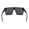 thumbnail image 4 of Womens Flat Top Square Shield Oversize Plastic Sunglasses Black, 4 of 4