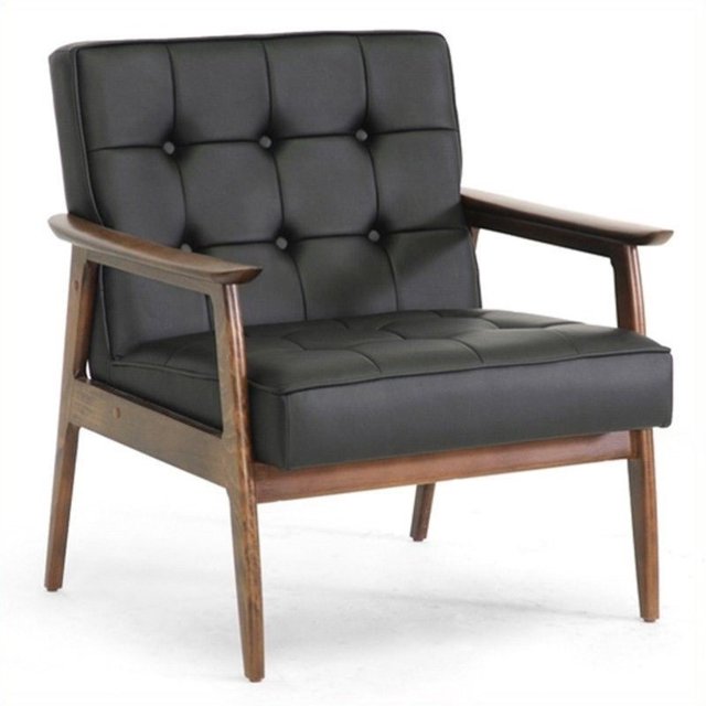 Chaise Club en Similicuir Stratham en Noir
