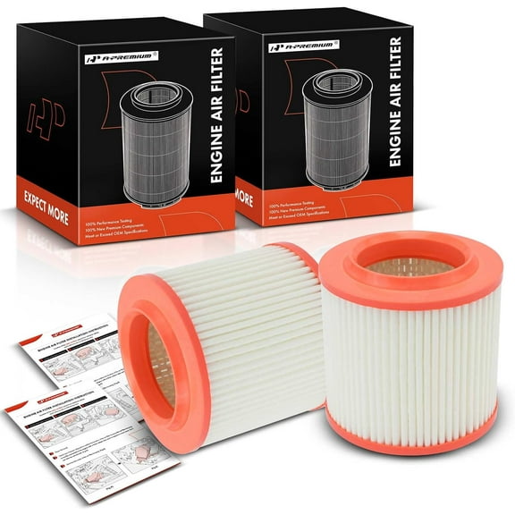 A-Premium 2Pcs Engine Air Filter Compatible with Audi A8 Quattro 2005-2010 6.0L, S8 2007-2010 5.2L, Replace# 4E0129620D
