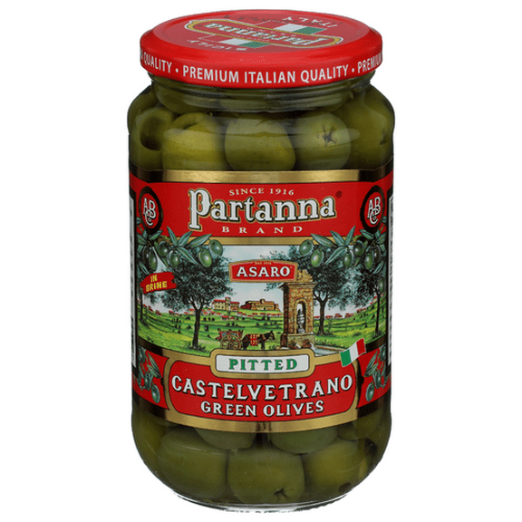 Partanna Castelvetrano Pitted Olives 9 oz (Pack of 6)