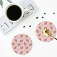 thumbnail image 5 of Pofeuu Strawberry And Flowers Print Leather Coasters Set of 6, Round Cups Mugs Mat Pad for Home Kitchen Heat Resistant Drink Coasters,Round Shape, 5 of 7
