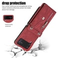 thumbnail image 7 of Jiahe Cover for Samsung Galaxy Z Flip 3, Wallet Case Crossbaody, with RFID Blocking Shockproof Zipper Purse with Card Slots Holder Adjustable Detachable Shoulder Strap Lanyard Case Cover, red, 7 of 7