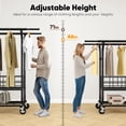 thumbnail image 6 of HOKEEPER 625lbs Heavy Duty Double Clothing Garment Rack with Shelves and Metal Basket Clothing Racks on Wheels Rolling Clothes Rack for Hanging Clothes Commercial Grade Black, 6 of 9