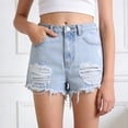 thumbnail image 2 of TOWED22 Girls Ripped Jean Shorts Summer Straight Leg Denim High Waisted Denim Shorts(Light Blue,8-9 Y), 2 of 9