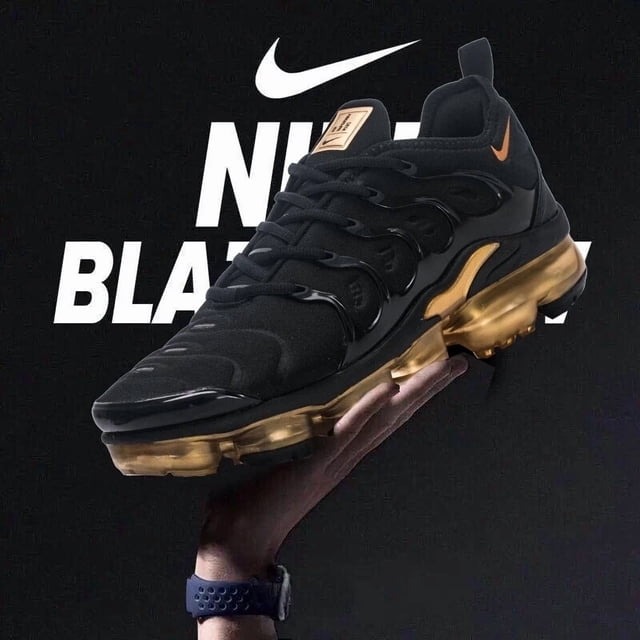 Nike Air VaporMax TN Plus Black gold Men's Size Sneaker Running Shoes
