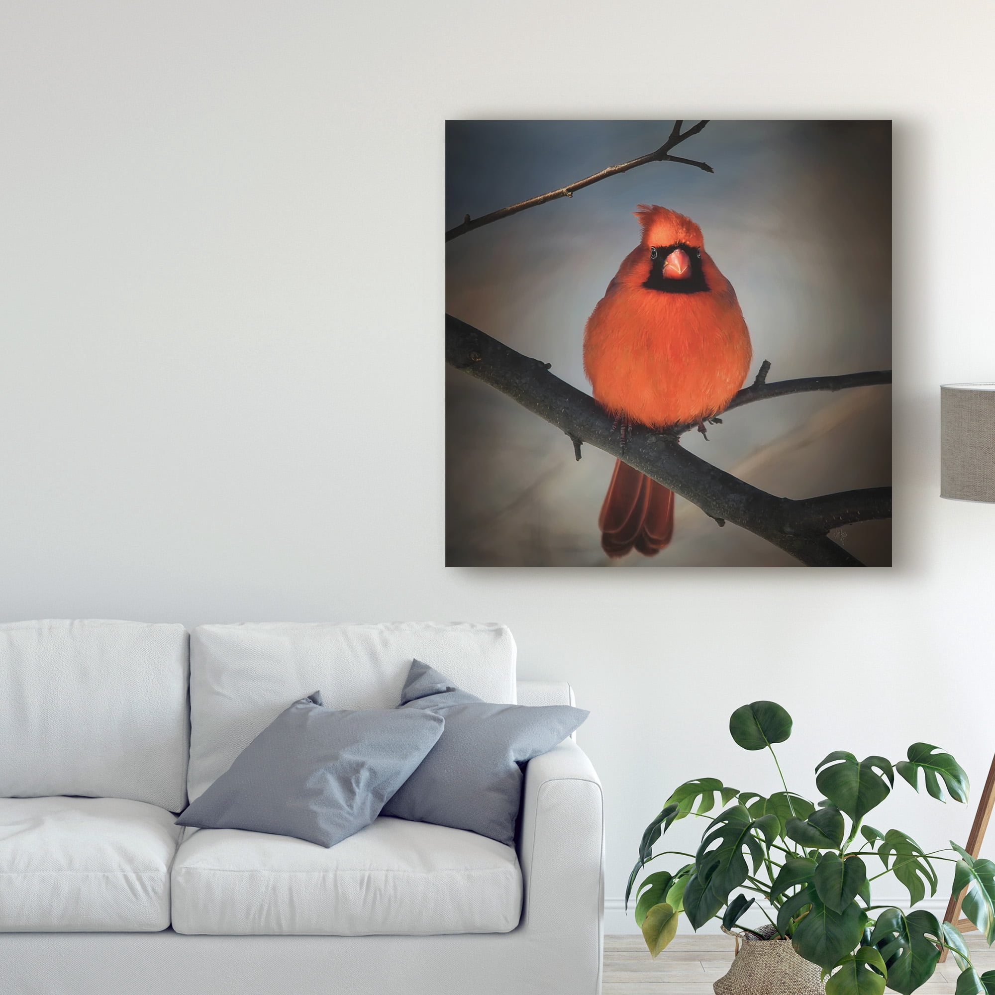 Trademark Fine Art 'Cardinal on a Blustery Day' Canvas Art by Lois Bryan