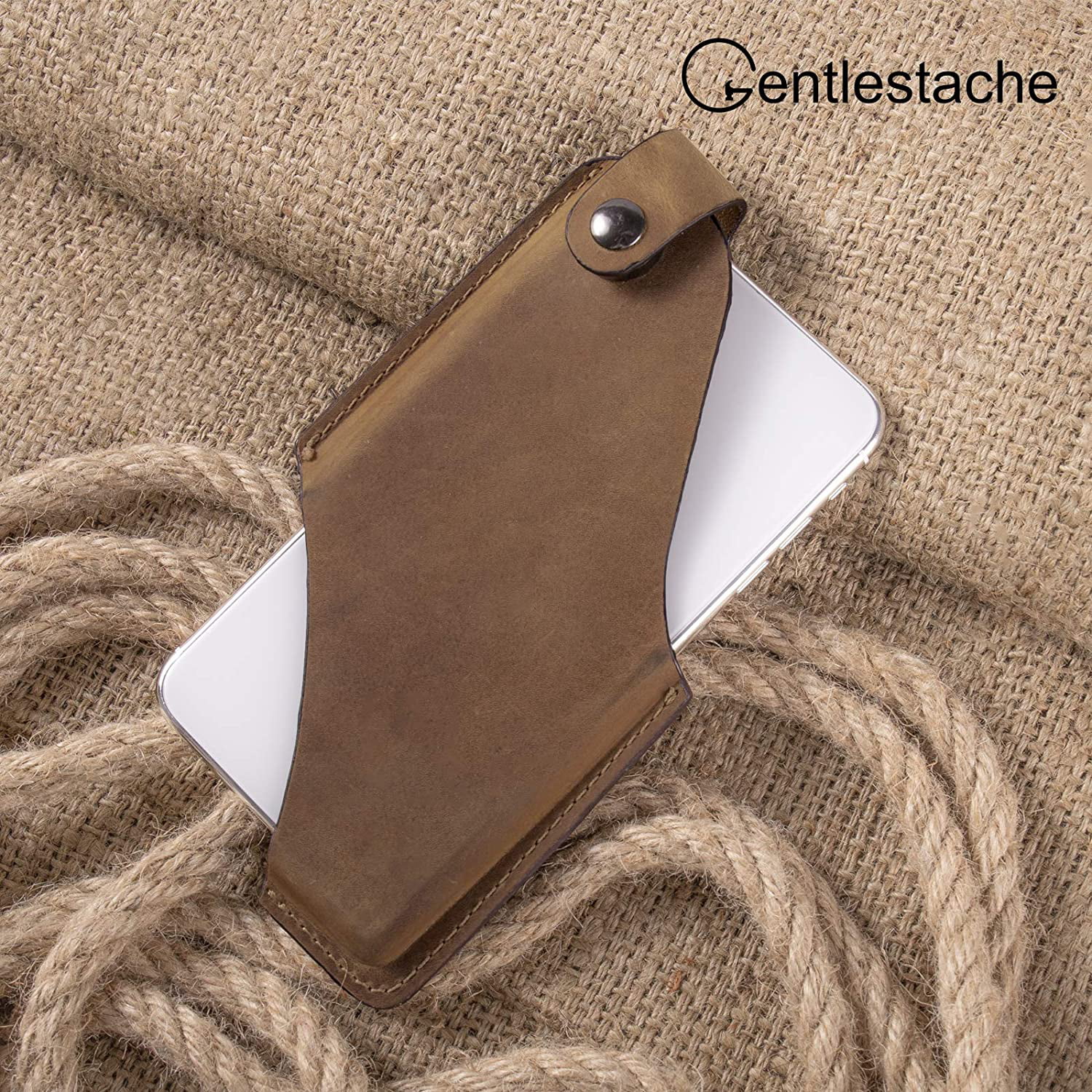 Leather Belt Pouch with Magnetic Button Brown Cell Phone Cases Gentlestache Leather Phone Holster Phone Holder for Belt Loop 