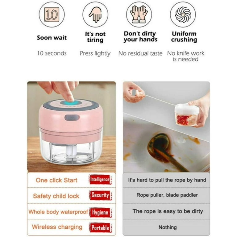 Electric Food Processor - 350ML Portable Garlic Chopper Mini Food Chopper -  Wireless Vegetable Masher With USB Charging Garlic Masher Mincer For Onions  Meat Spices - Yahoo Shopping