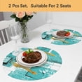 thumbnail image 5 of Turquoise Pink Round 13 Inch Placemats Set of 2, Modern Abstract Art Botanical HeatResistant Non Slip Place Mats for Dining Table, Wipeable Braided Kitchen Table Mats for Housewarming, 5 of 9