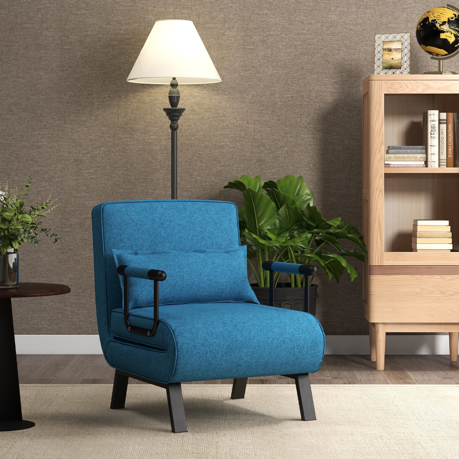 Fauteuil convertible 1 place canapé-lit clic-clac 3 en 1 avec dossier réglable en 5 positions, oreiller inclus, vert | Leroy Merlin