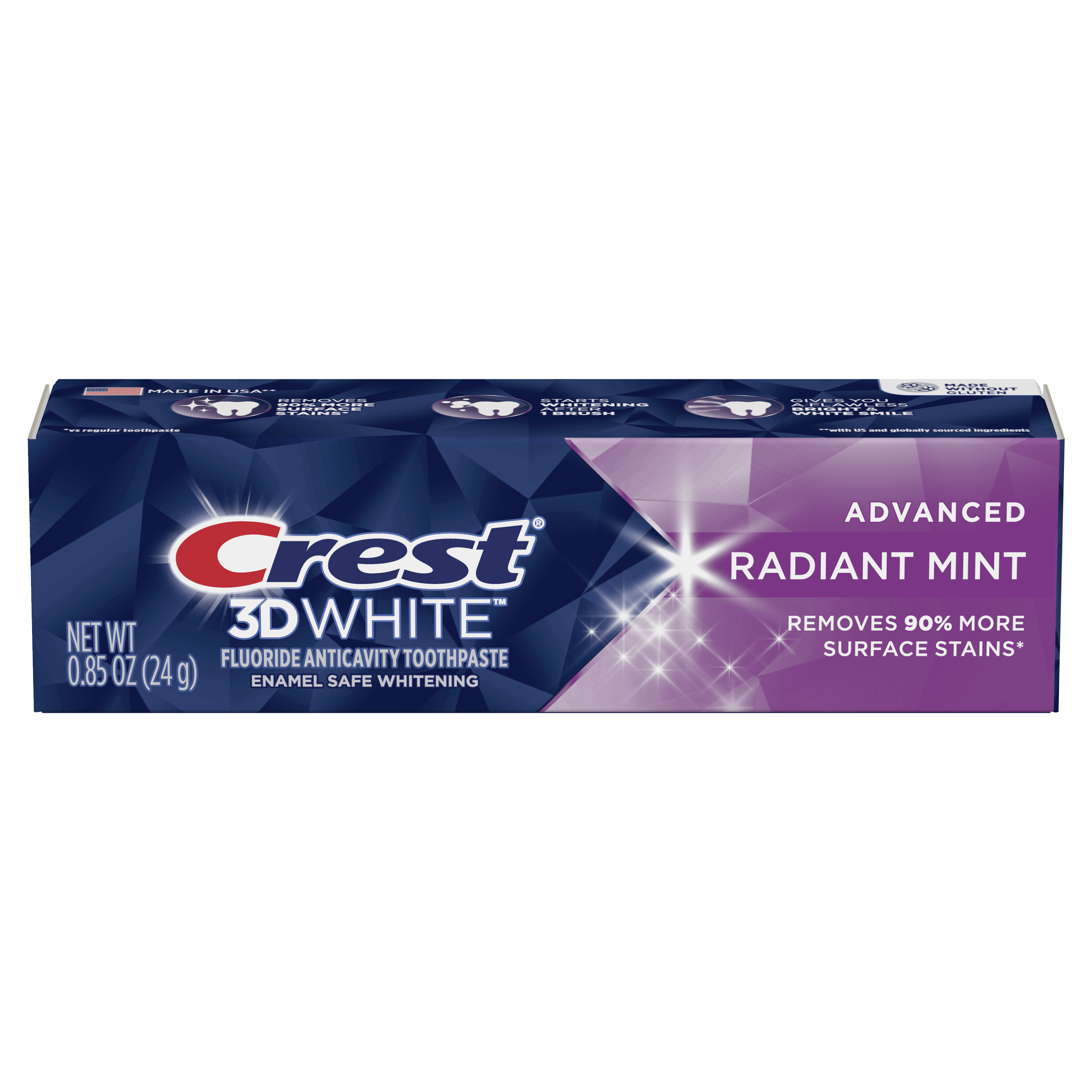Crest 3D White Advanced Radiant Mint, Teeth Whitening Toothpaste, .85 oz - image 8 of 12