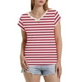 thumbnail image 4 of Eres Más Que una Camisa de Puntuación de Prueba Sexy de Manga Corta Lentejuelas Suelta Camisa de Blusa con Cuello en V, Poliéster, 4 of 8