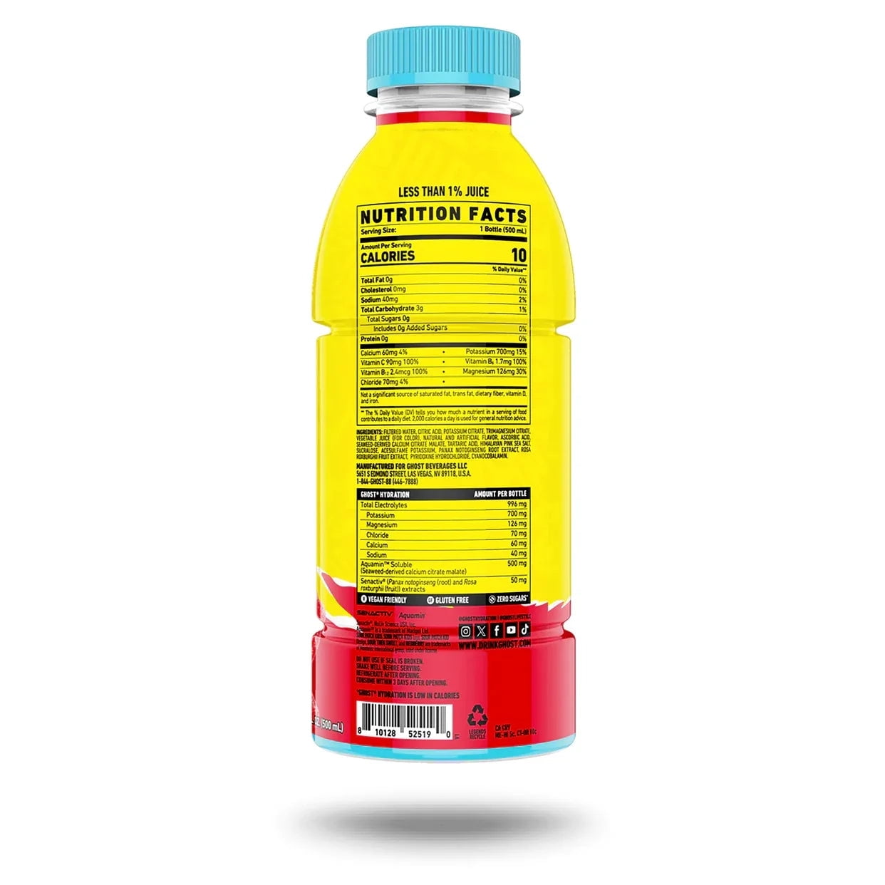 GHOST® HYDRATION Zero Sugars Sports Drink, SOUR PATCH KIDS® Redberry, 16.9 fl oz