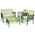 thumbnail image 4 of Gymax Ensemble de Conversation en Osier Rond 4 Pcs avec Coussins Table d'Appoint en Verre Trempé Patio, 4 of 4