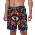 thumbnail image 1 of Bingfone Vibrant Psychedelic Eye for Men's Double Layer Swimming Trunks with Lining, Drawstring Style with Pockets Beach Shorts Men's Swimsuit-X-Large, 1 of 6