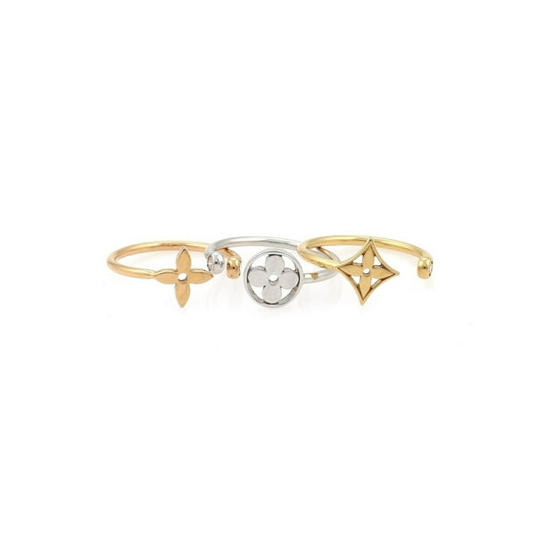 Vuitton Idylle Blossom 18K White and Gold Ring Set Size 6.5 Pre-Owned -