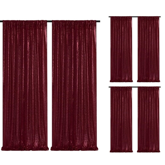 Cortina SoarDream con fondo de lentejuelas, color burdeos, 60 x 240 cm, 6 unidades