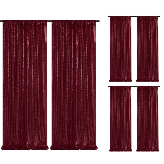 Cortina SoarDream con fondo de lentejuelas, color burdeos, 60 x 240 cm, 6 unidades