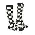 thumbnail image 3 of Balery Black and White Checkerboard Printed Novelty Socks Men's Women's Crew Socks Sports Socks Knee High Socks Cotton Socks Quirky and Cool Socks, 3 of 9
