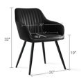 thumbnail image 3 of KOSSMAI Set of 2 Faux Leather Upholstered Tufted Stitching Arm Dining Side Chair with Metal Adjustable Legs for Dining Room, Living Room, Study Room,Black, 3 of 8
