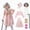 A03-Pink, variant on 100 Days Of School Outfit for Girls, Old Lady Costume for Kids, Granny Grandma Kids Old Lady Accessories with Wig, Glasses Wrinkle, Cane, Jewelries,