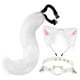 thumbnail image 1 of Conjunto de orejas y cola de gato y zorro con cascabel para disfraz de carnaval Blanco, 1 of 9
