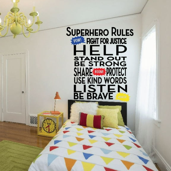 Super Hero Rules Wall Decal - Vinyl Decal - Car Decal - Vdcolor014 - 25 Inches