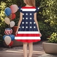 thumbnail image 4 of MKOSPLRT Robe Drapeau Américain Fille 4 Juillet Chandail Patriotique USA Étoiles Rayures Robes Manches Volantées Col Ras du Cou Robes Ligne A 3-12 Ans, 4 of 6