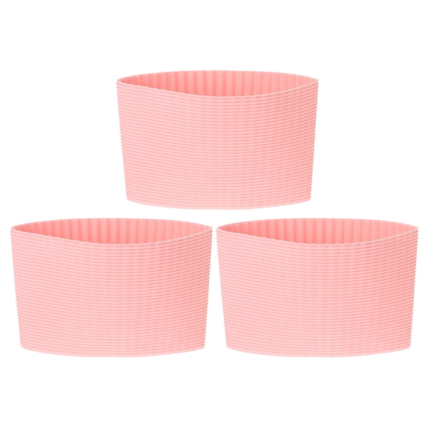 3 Piezas Funda de Café Rosa, silicona reutilizable resistente al calor y antideslizante para botellas de agua de vidrio