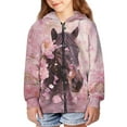 thumbnail image 3 of Uourmeti 3D Horse Peach Blossom Teen Girls Hooded Pullover Long Sleeve Soft Comfy with Pockets Casual Loose Top for Travel Size 6-9, 3 of 7