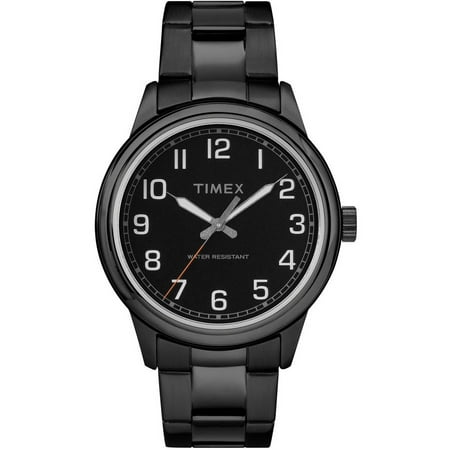 Timex Men's New England Black Watch, Stainless Steel Bracelet