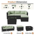 thumbnail image 6 of Clouddwell 5 Pieces Patio Furniture Set, All-Weather Wicker Rattan Patio Sectional Sofa Set with Coffee Table (Light Green), 6 of 6