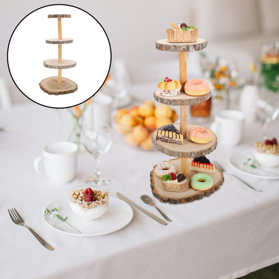 Masteelf Cake Display Stand Wooden 4 Tier Cupcake Stand Rustic Dessert Display Stand for Wedding Farmhouse Decors Wood Cupcake Tower