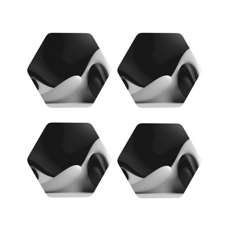 

Tideii Black White Fluid Sculpture for Leather Coasters 4 Pieces Anti-fouling and Anti-scalding Decorative Coasters Suitable for Restaurants Kitchens Coffee Shops-Hexagon