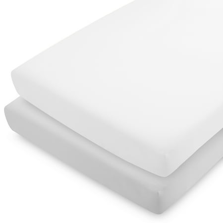UPC: 0840105709695 | Bare Home 2 Pack Fitted Sheets – Premium 1800 Collection – Ultra Soft – Crib  Cloud Grey/White