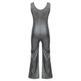 thumbnail image 2 of Alvivi Kids Girls Metallic Gymnastics Leotards Sleeveless Stage Performance Bell-Bottomed Bodysuit Black 5-6, 2 of 7