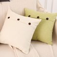 thumbnail image 3 of Funda de almohada decorativa, estilo rústico de lino con cierre de tres botones para sofá cama o sillón, colores neutros Cozy Essence, juego de 2, blanco grisáceo, 3 of 5