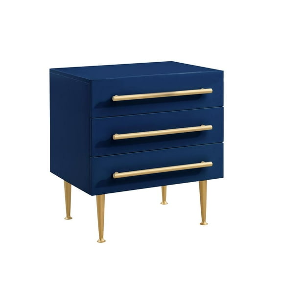 Best Master Bellanova Engineered Wood Bedroom Nightstand in Navy/Gold Accents