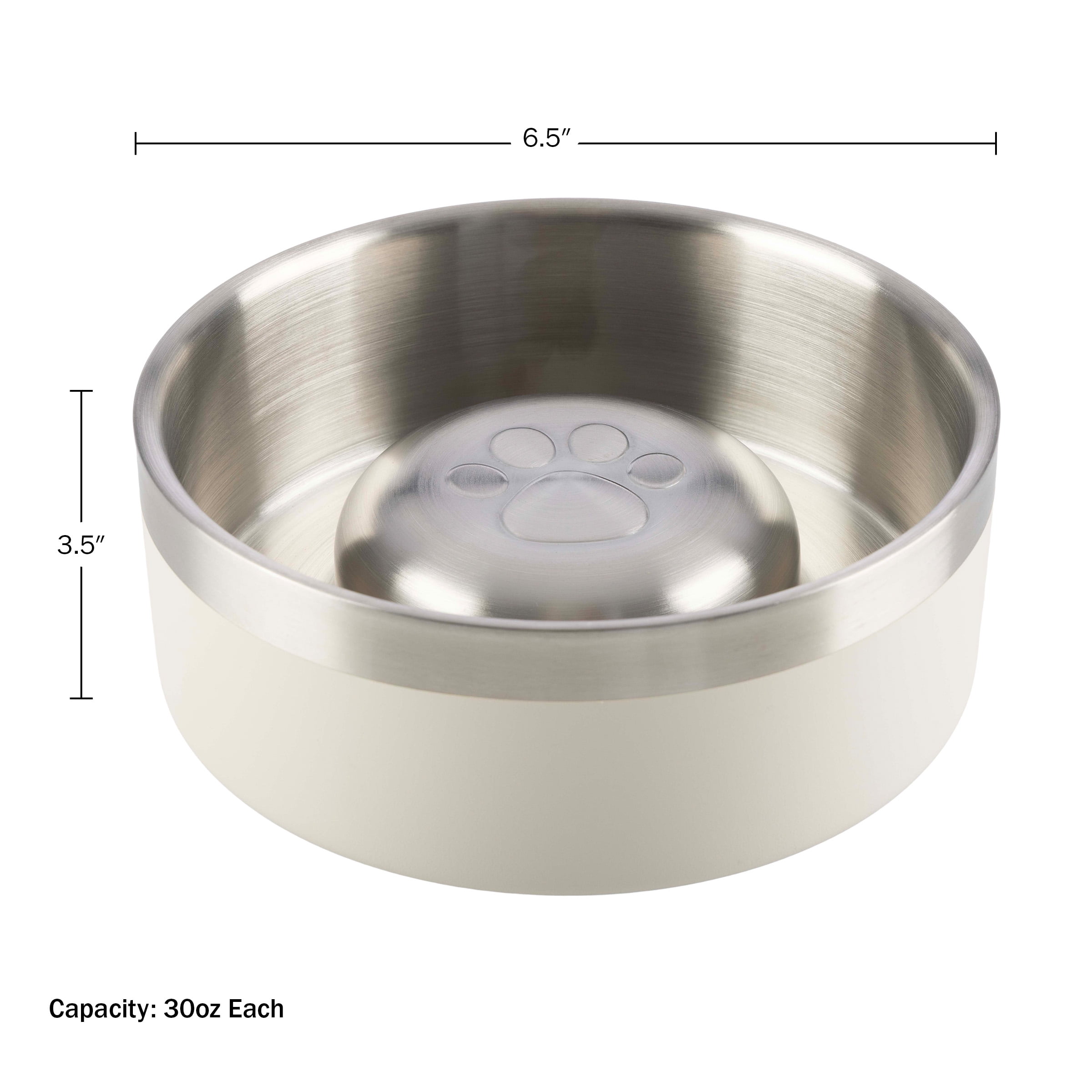 PETMAKER Set of Two 30oz Stainless Steel Slow Feeder Dog Bowls