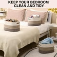 thumbnail image 7 of Gradient Brown Large Woven Cotton Rope Storage Basket for Books, Toys, or Decorative Shelves（3PCS), 7 of 7