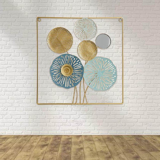 Décor Mural Rond Chic et Usé en Métal, Sculpture Murale, Figurines de Collection, Statues de Table 45x1x45 cm