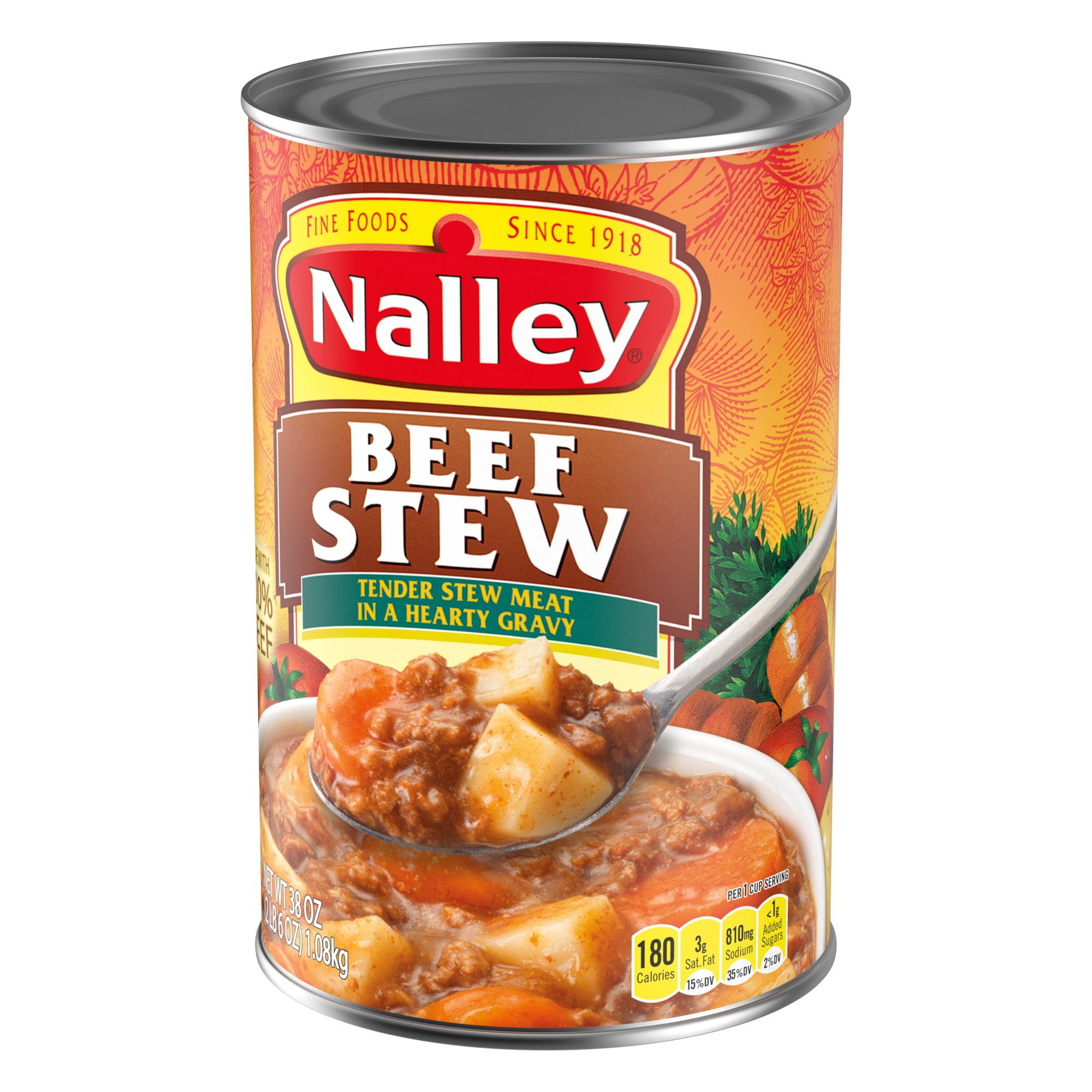 Nalley Chunky Beef Stew With Vegetables in a Hearty Gravy, 9g Protein Per Serving, 38 oz. Can