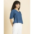 thumbnail image 2 of MoomayaWomens PrintedV-Neck Viscose Top,Puff Sleeves, Lightweight, Chic Summer Blouse Top, 2 of 8