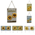 thumbnail image 4 of Welcome Sgin Wrought Iron Sun Flower Combination Painting Wooden Garden Behind The Living Room Door Square Small Hook, 4 of 10