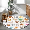 thumbnail image 4 of 4ft Washable Round Rug, Animal Alphabets Non-Slip Circle Area Rug for Living Room Bedroom, Cartoon Colorful Simple Cute Animals Letters Indoor Floor Mat for Home Decor, 4 of 9