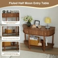 thumbnail image 5 of PHOYAL Fluted Half Oval Console Table with Drawers and Storage, Wooden Semi Elliptic End table with Shelf for Living Room, Half Round Side Table for Entryway Hallway, Walnut, 5 of 7
