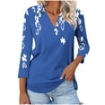 thumbnail image 2 of Aloohaidyvio Blouses for Women 3/4 Sleeve,Women's 2024 Summer Spring Trendy T-Shirts Casual 3/4 Sleeve Shirts Solid Color V Neck Basic Tees Loose Print Tops, 2 of 5