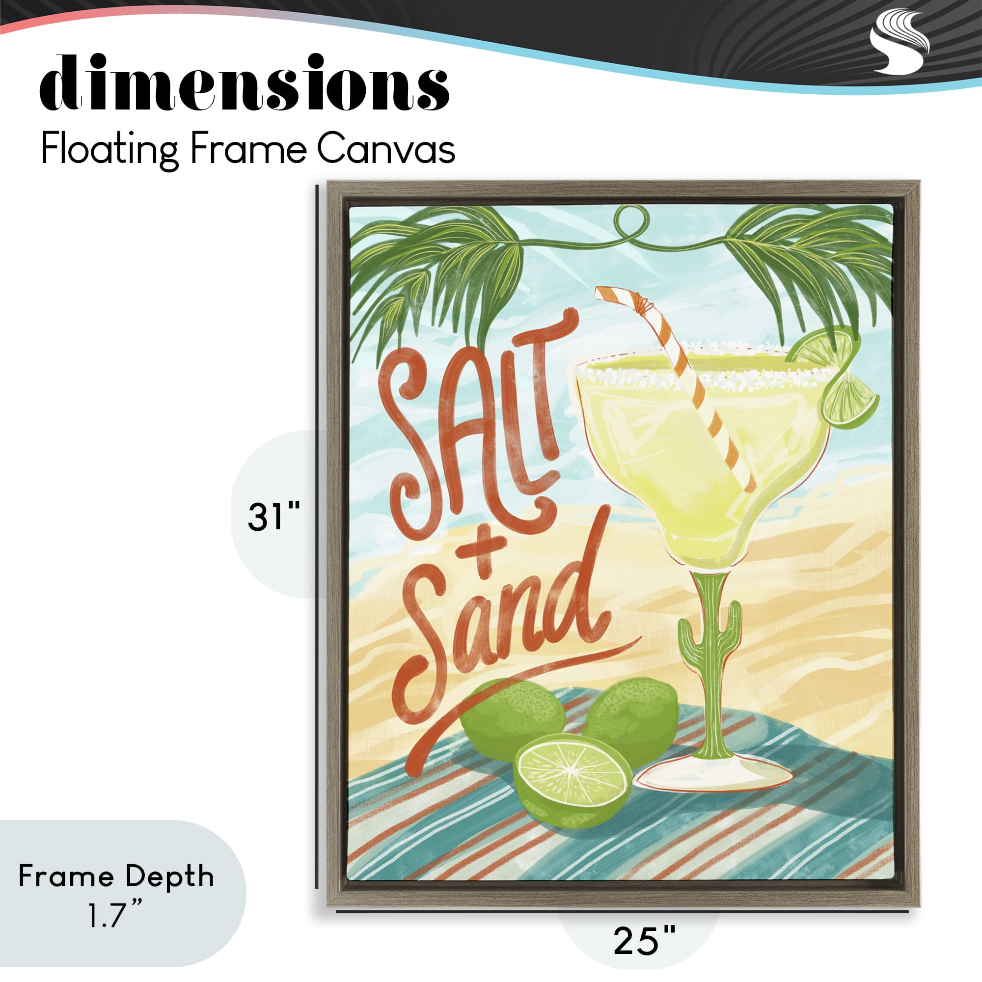 Stupell Industries Salt & Sand Margarita Brown Framed Floater Canvas Wall Art, design by Connie Summers