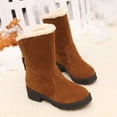 thumbnail image 5 of hopeusnice Women's Winter Boots Suede Ankle Boots Warm Fuzzy Fleece Lined Mid Calf Boots Slip On Platform Snow Boots Brown 36, 5 of 9